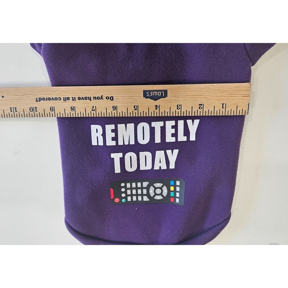 Fabdog Dog Hoodie Purple Working Remotely Today Fleece Pet Sweatshirt Size 14 - Picture 4 of 6